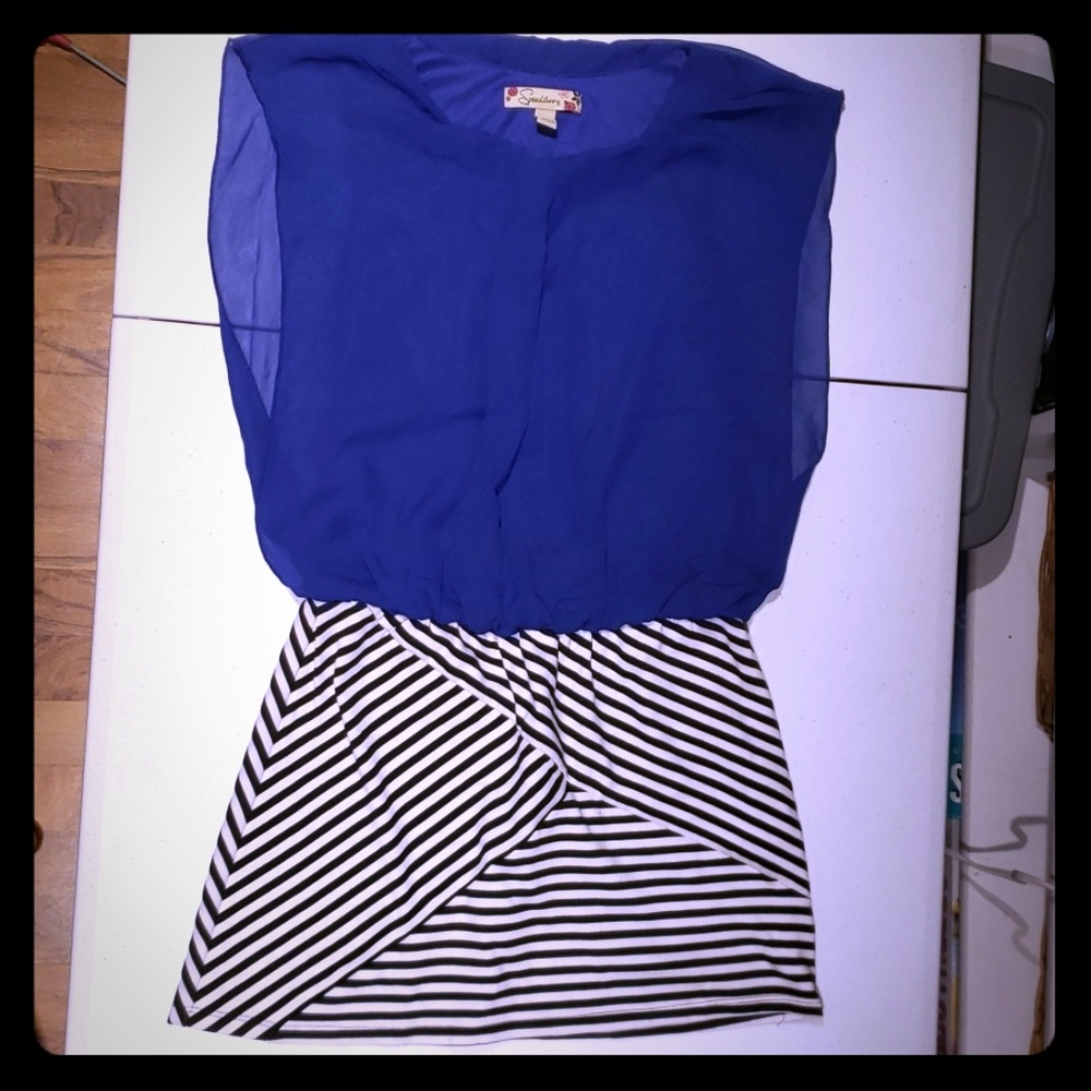 Speechless Girls Navy/Black/White Dress (Size 12)